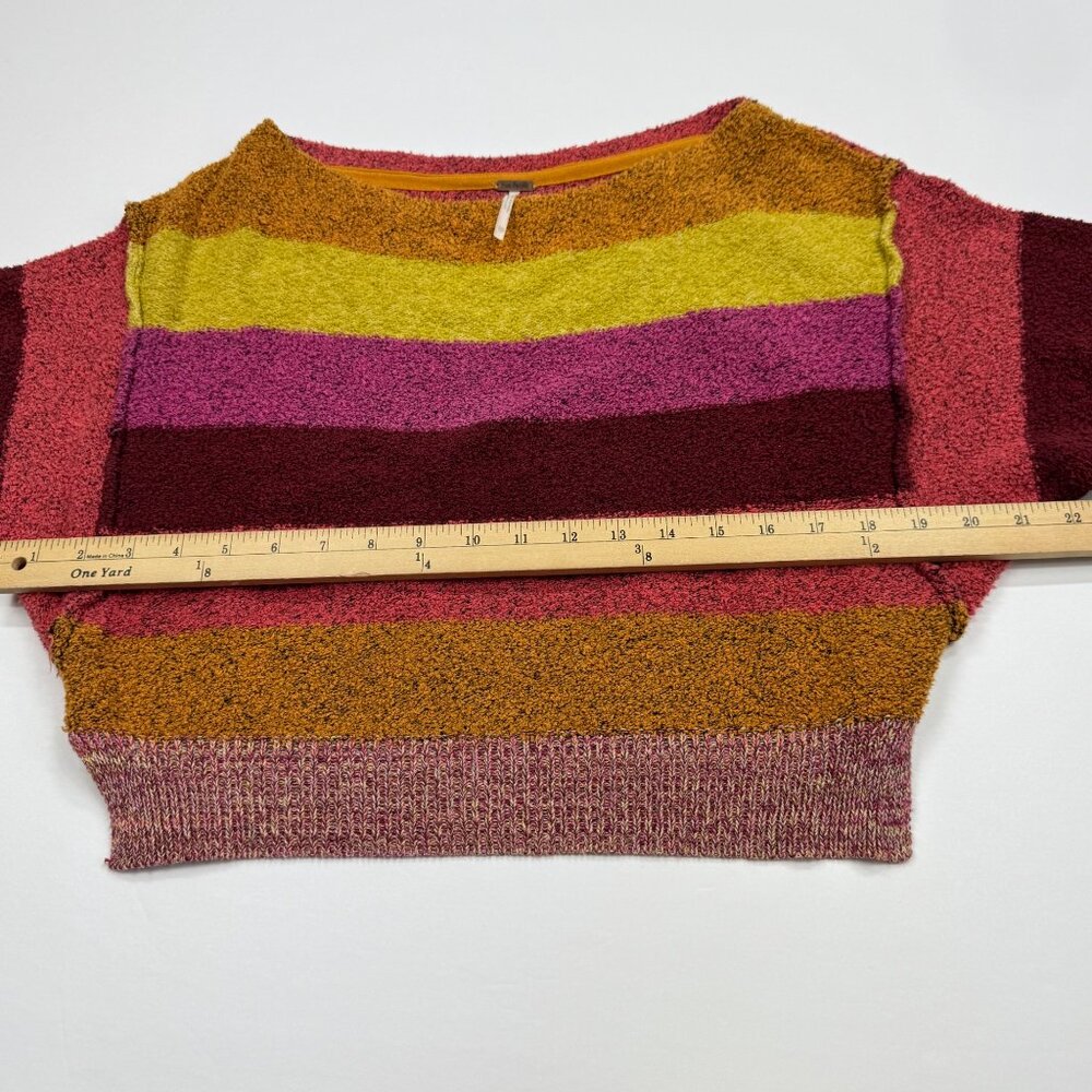 Free People Candyland Sweater Sz XS Multicolor Striped Off Shoulder Long Sleeve - Picture 6 of 12